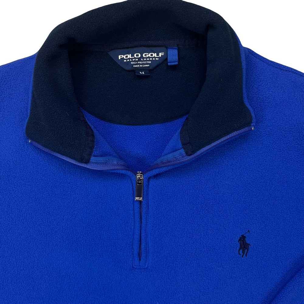 Polo Golf Mens Quarter Zip Fleece Pullover Royal Blue Rutherford Hill Pockets M